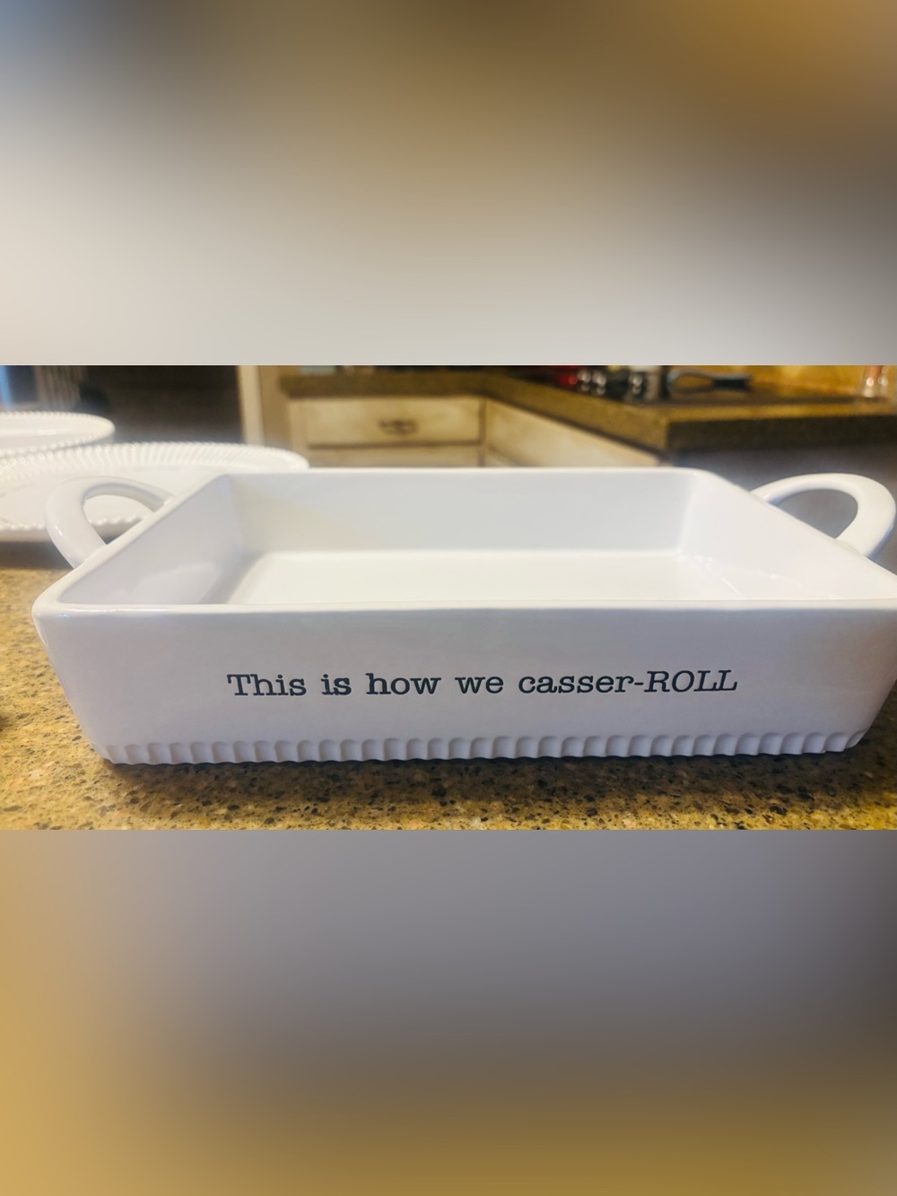 Mud Pie White Ceramic Casserole Baking Dish with Handles